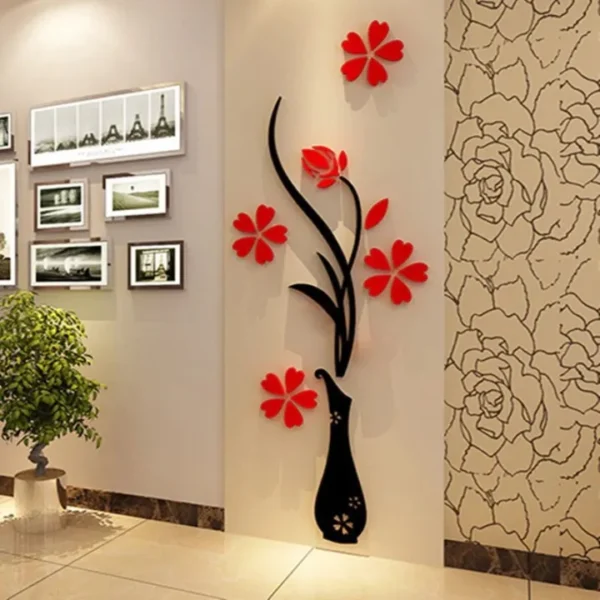 Flower pots wooden wall art, home decor wooden flower art
