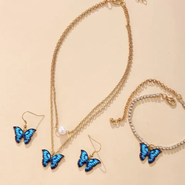 3pcs Butterfly Pendant Necklace