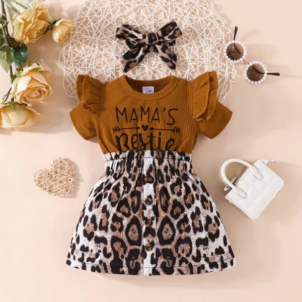 Short Sleeve Leopard print Princess Formal Dresses For Baby Girl